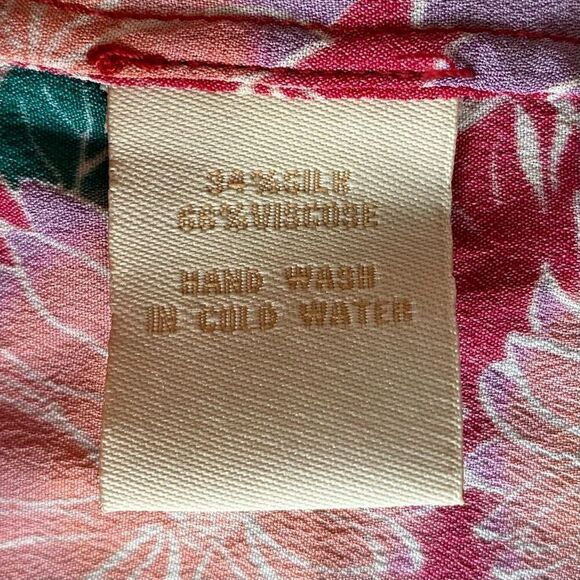 Paloma Blue Ali Floral Print Crepe Silk Blend Tie Up Ruffled Crop Top Size Large - Picture 5 of 7